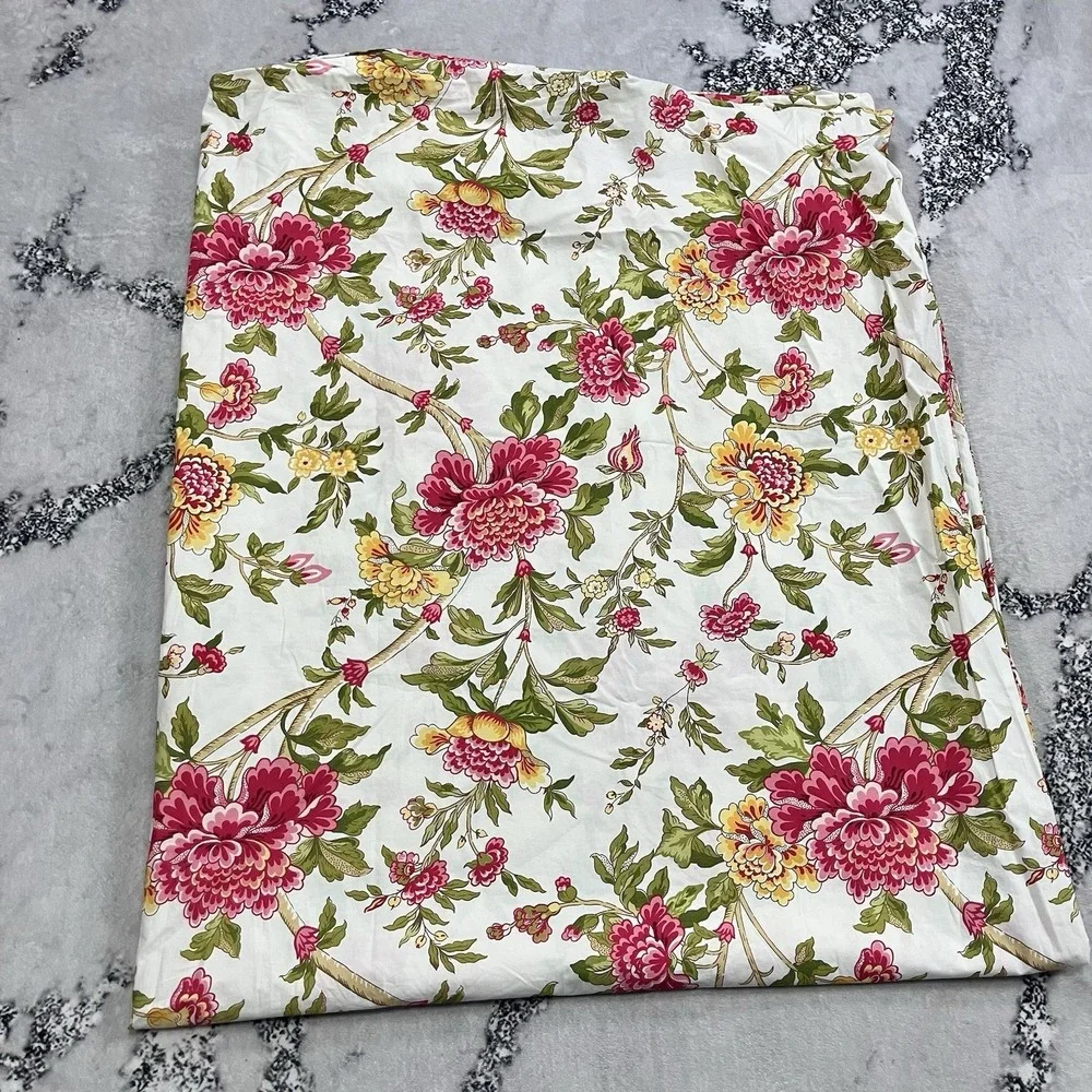 Pottery Barn Twin Duvet Cover Set Pink Floral Cottage Garden 100% Cotton